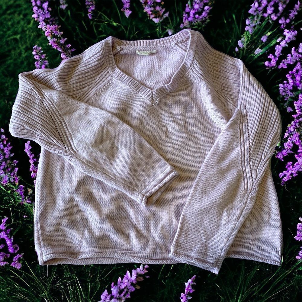 Copper key med lavender cozy soft knit vneck sweater pastel‎ spring summer vibe